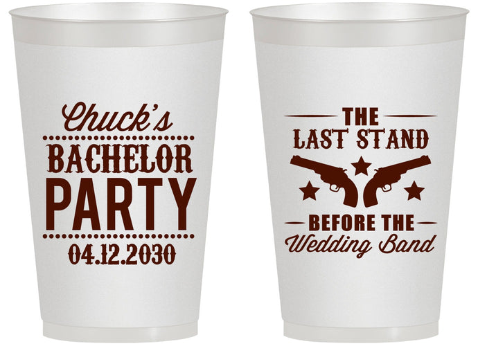 Personalized Bachelor Party 14 oz Frosted Cups - Last Stand Wedding Bands | 40015