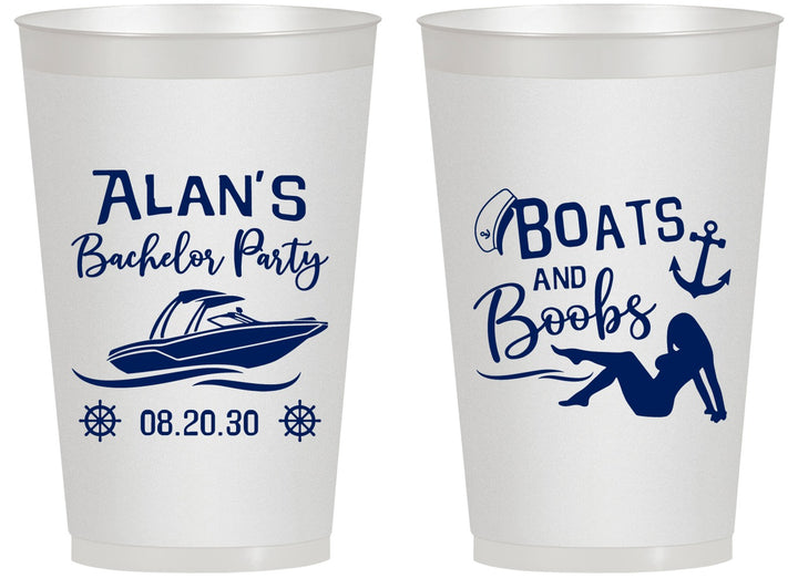 Personalized Bachelor Party 14 oz Frosted Cups - Nautical Boats | 40021