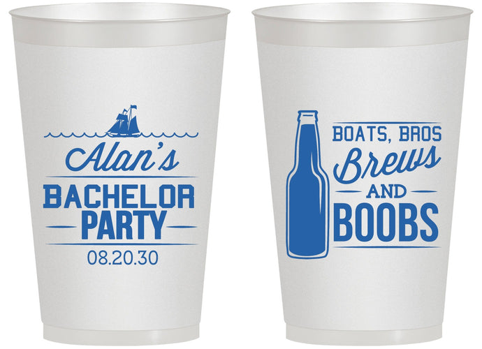 Personalized Bachelor Party 14 oz Frosted Cups - Brews And Boobs | 40022