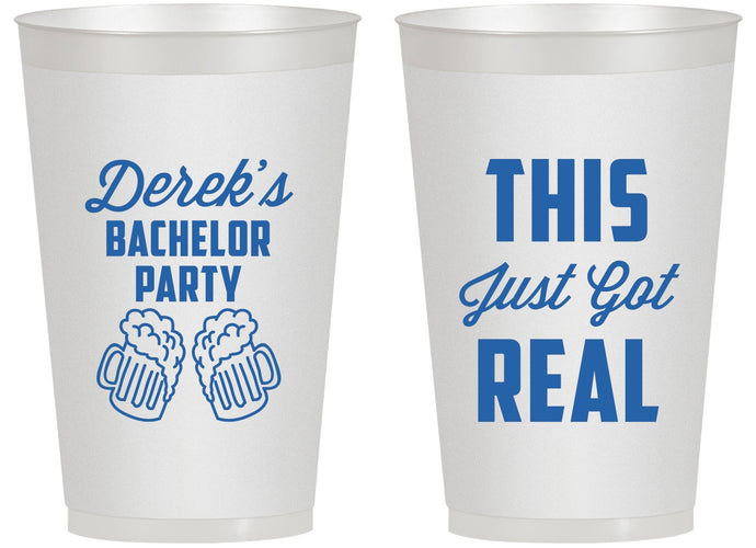 Personalized Bachelor Party 14 oz Frosted Cups - Just Got Real | 40024