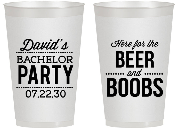 Personalized Bachelor Party 14 oz Frosted Cups - Beer And Boobs | 40027