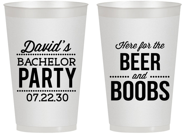 Personalized Bachelor Party 14 oz Frosted Cups - Beer And Boobs | 40027
