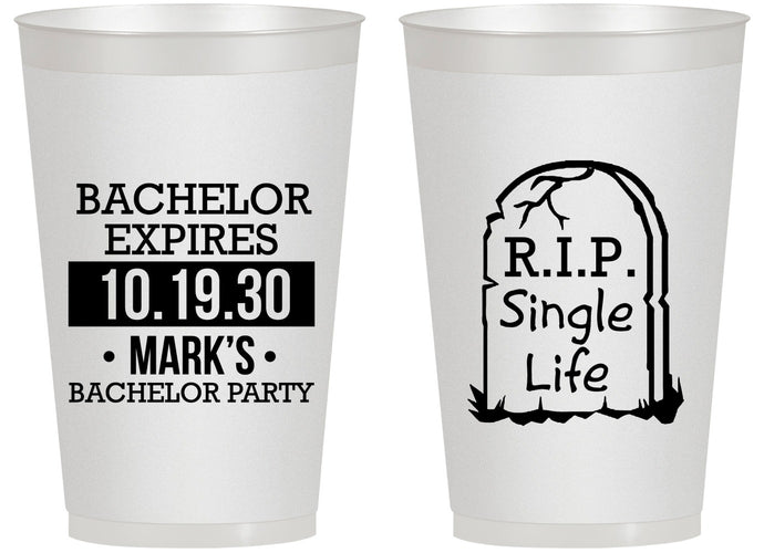 Personalized Bachelor Party 14 oz Frosted Cups - Rip Single Life | 40028