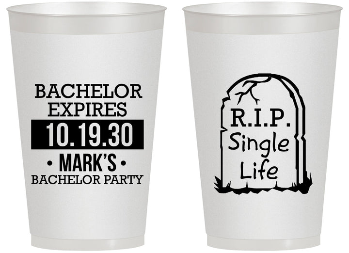 Personalized Bachelor Party 14 oz Frosted Cups - Rip Single Life | 40028