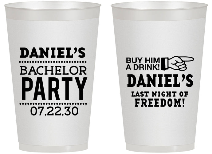 Personalized Bachelor Party 14 oz Frosted Cups - Last Night Of Freedom | 40029