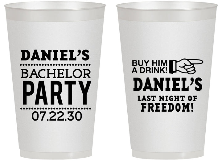 Personalized Bachelor Party 14 oz Frosted Cups - Last Night Of Freedom | 40029
