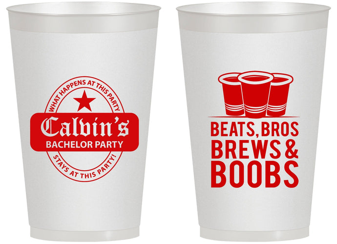 Personalized Bachelor Party 14 oz Frosted Cups - Brews And Boobs | 40031
