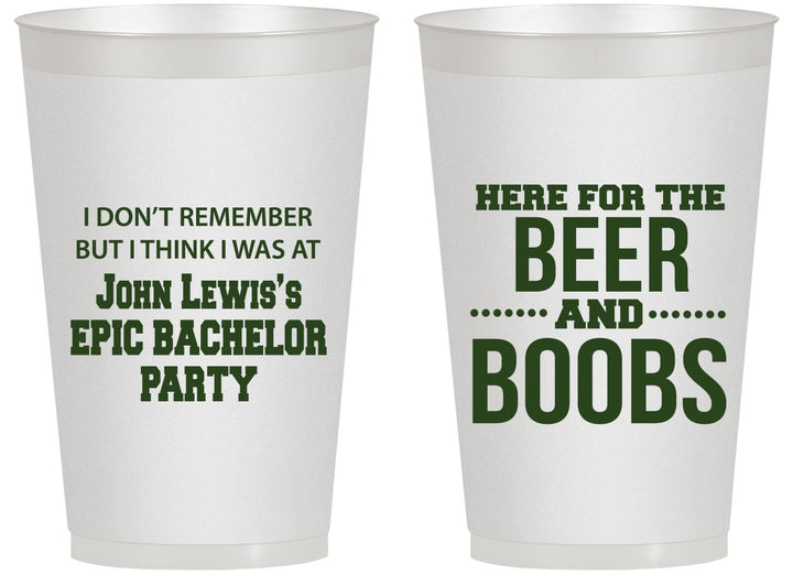 Personalized Bachelor Party 14 oz Frosted Cups - Beer And Boobs | 40039