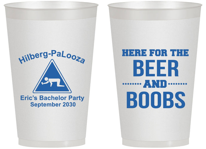 Personalized Bachelor Party 14 oz Frosted Cups - Beer And Boobs | 40040