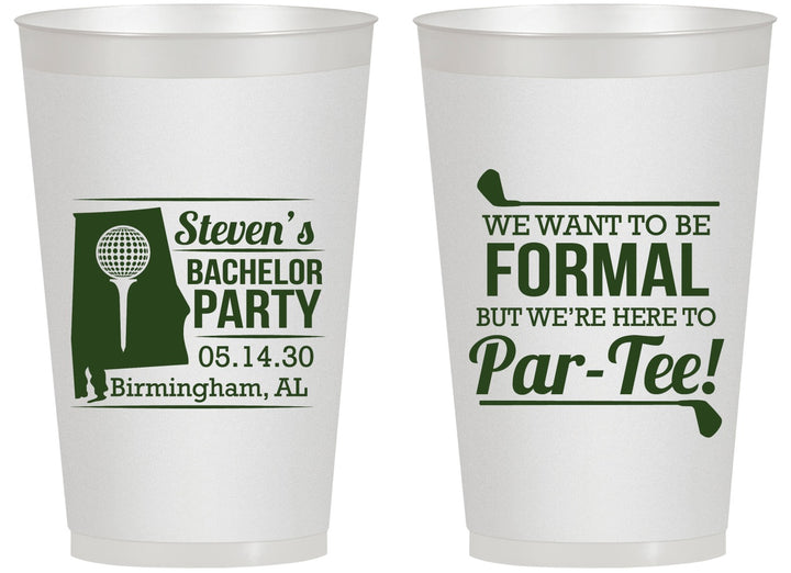 Personalized Bachelor Party 14 oz Frosted Cups - Golf Par Tee | 40043