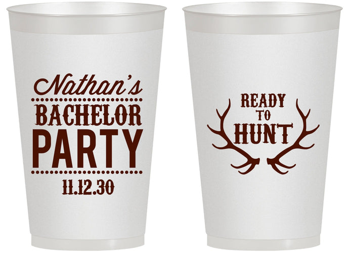 Personalized Bachelor Party 14 oz Frosted Cups - Ready To Hunt | 40044
