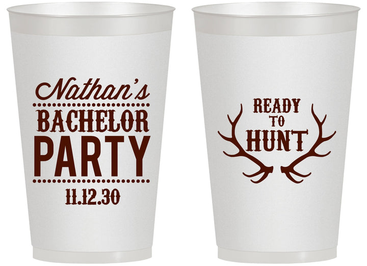 Personalized Bachelor Party 14 oz Frosted Cups - Ready To Hunt | 40044