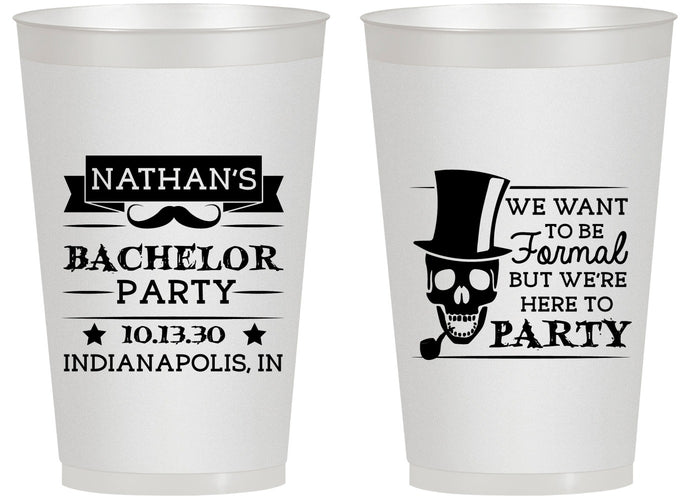 Personalized Bachelor Party 14 oz Frosted Cups - Formal Skeleton | 40048