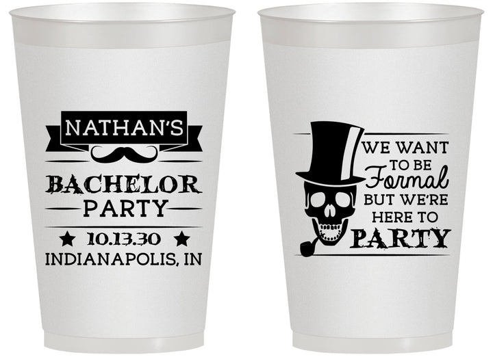 Personalized Bachelor Party 14 oz Frosted Cups - Formal Skeleton | 40048