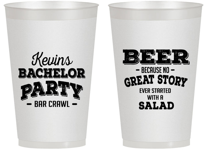 Personalized Bachelor Party 14 oz Frosted Cups - Great Story | 40057