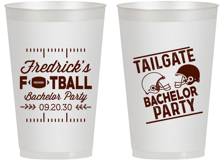 Personalized Bachelor Party 14 oz Frosted Cups - Football | 40067