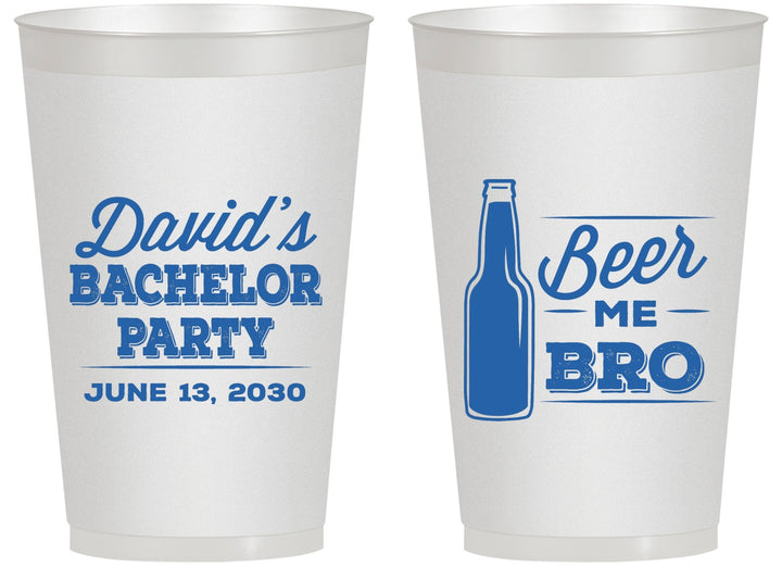 Personalized Bachelor Party 14 oz Frosted Cups - Beer Me Bro | 40071