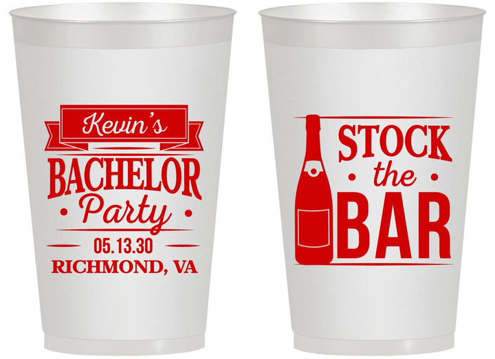 Personalized Bachelor Party 14 oz Frosted Cups - Stock The Bar | 40073