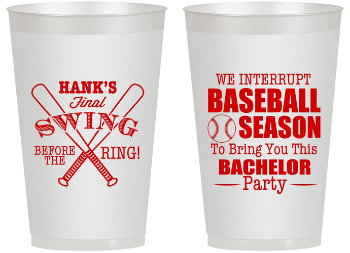 Personalized Bachelor Party 14 oz Frosted Cups - Baseball | 40075