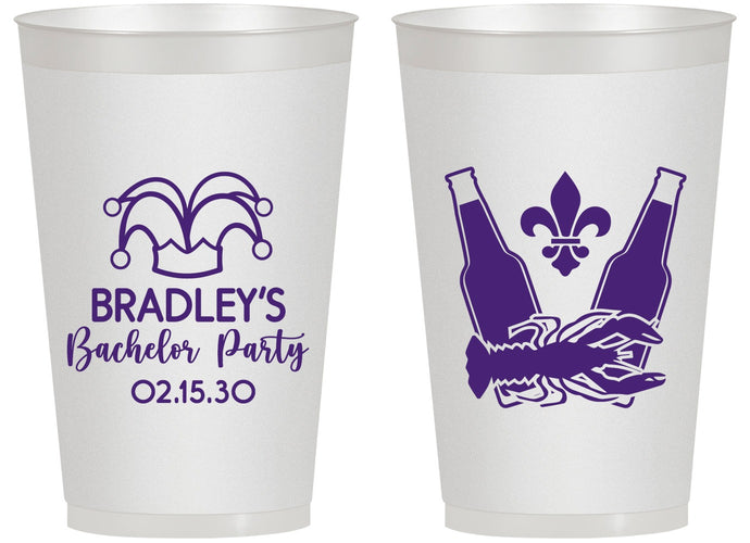 Personalized Bachelor Party 14 oz Frosted Cups - New Orleans | 40077