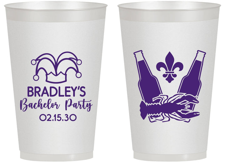 Personalized Bachelor Party 14 oz Frosted Cups - New Orleans | 40077