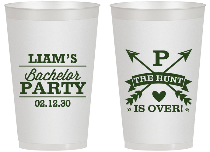 Personalized Bachelor Party 14 oz Frosted Cups - Hunt Is Over | 40082