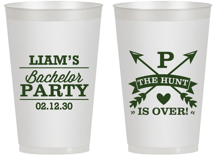 Personalized Bachelor Party 14 oz Frosted Cups - Hunt Is Over | 40082