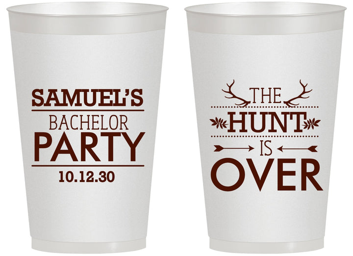Personalized Bachelor Party 14 oz Frosted Cups - Hunt Is Over | 40084