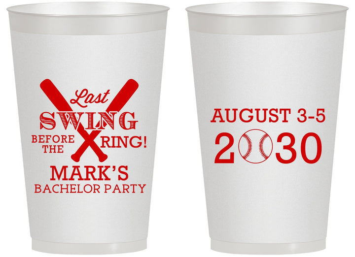 Personalized Bachelor Party 14 oz Frosted Cups - Baseball | 40086