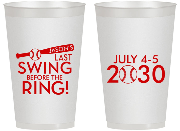 Personalized Bachelor Party 14 oz Frosted Cups - Baseball | 40087