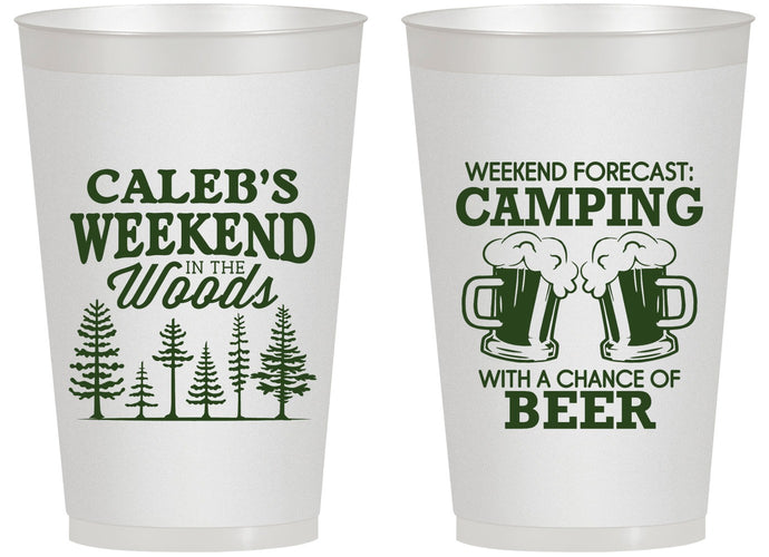 Personalized Bachelor Party 14 oz Frosted Cups - Camping | 40091