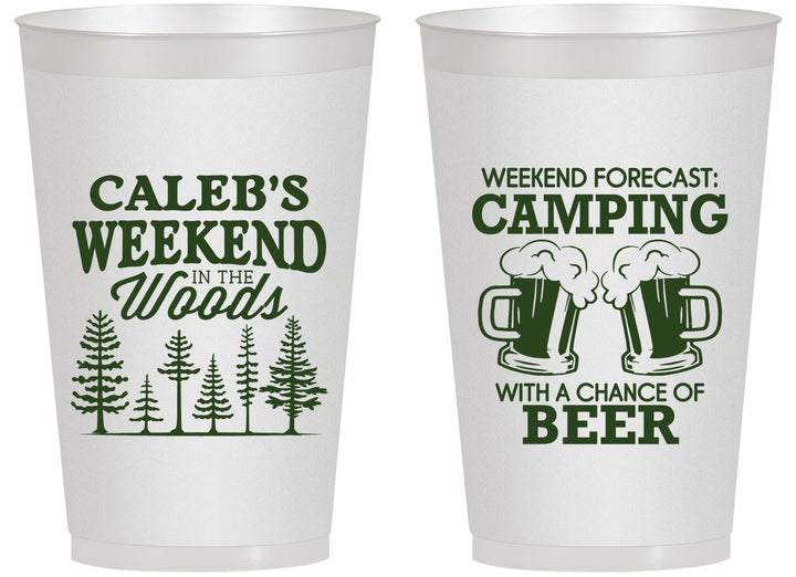 Personalized Bachelor Party 14 oz Frosted Cups - Camping | 40091