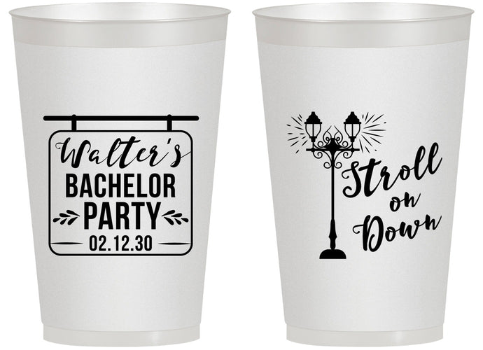 Personalized Bachelor Party 14 oz Frosted Cups - Mardi Gras | 40092