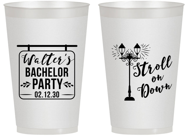 Personalized Bachelor Party 14 oz Frosted Cups - Mardi Gras | 40092