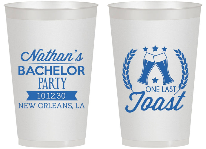 Personalized Bachelor Party 14 oz Frosted Cups - One Last Toast | 40095