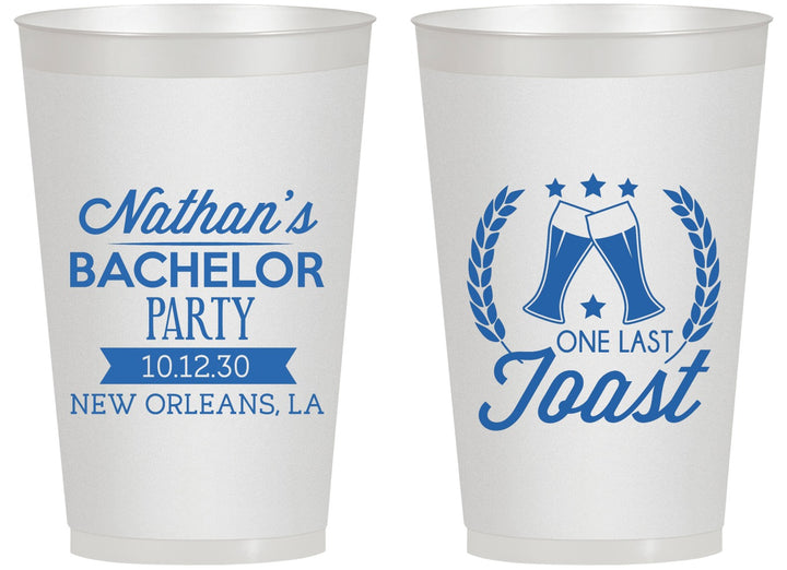 Personalized Bachelor Party 14 oz Frosted Cups - One Last Toast | 40095