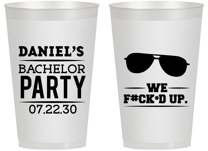 Personalized Bachelor Party 14 oz Frosted Cups - We Fucked Up | 40099