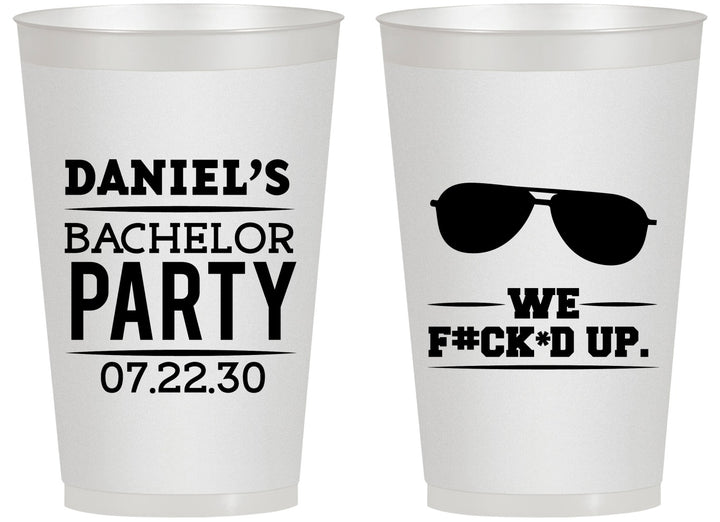Personalized Bachelor Party 14 oz Frosted Cups - We Fucked Up | 40099