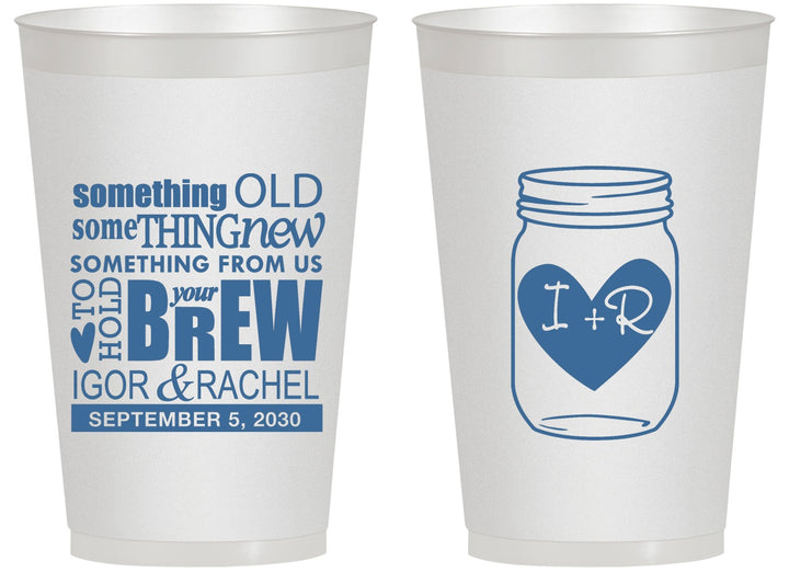 Personalized Wedding 14 oz Frosted Cups - Something Old Something New | 401