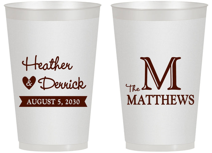 Personalized Wedding 14 oz Frosted Cups - Monogram | 402