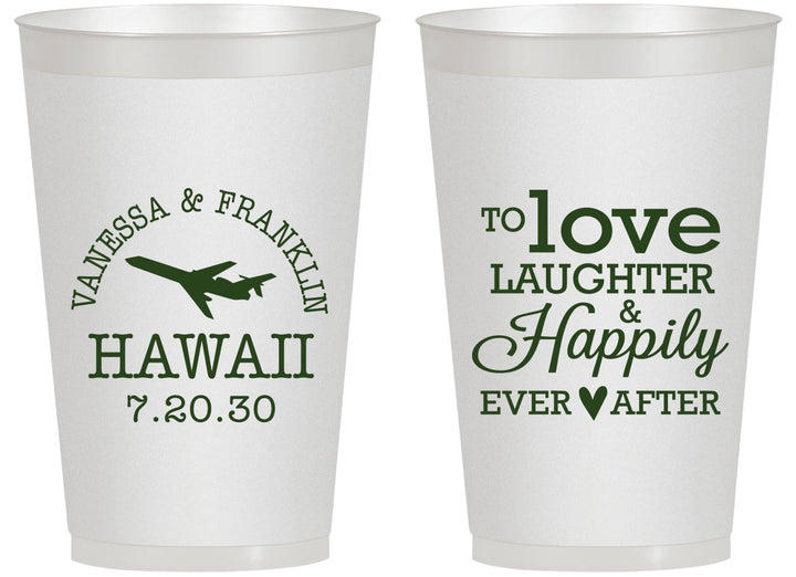 Personalized Wedding 14 oz Frosted Cups - Love Laughter Happily | 404