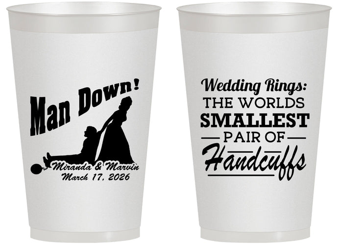 Personalized Wedding 14 oz Frosted Cups - Man Down | 407