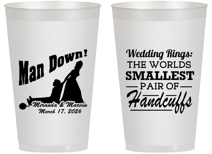Personalized Wedding 14 oz Frosted Cups - Man Down | 407