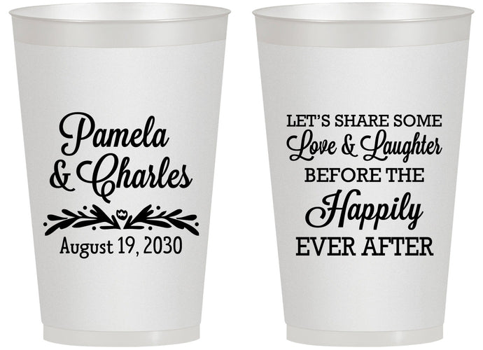 Personalized Wedding 14 oz Frosted Cups - Love Laughter Happily | 409