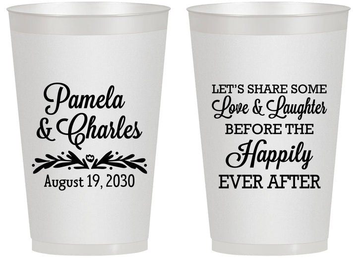 Personalized Wedding 14 oz Frosted Cups - Love Laughter Happily | 409