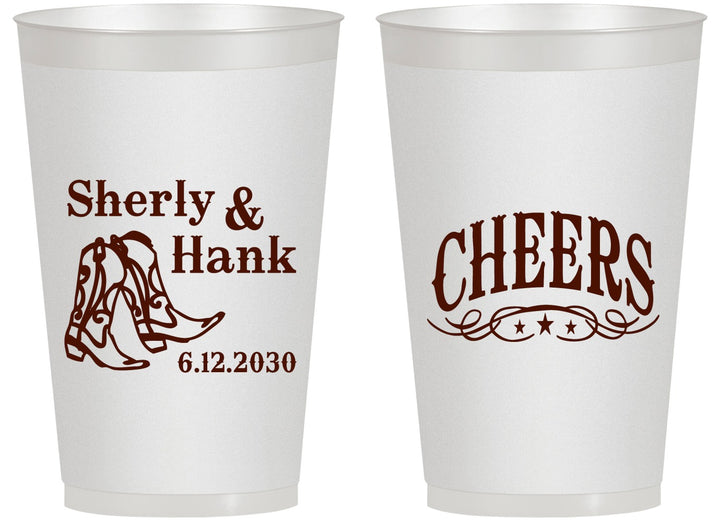 Personalized Wedding 14 oz Frosted Cups - Cheers Cowboy | 411