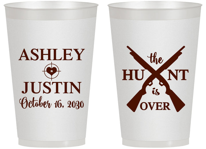 Personalized Wedding 14 oz Frosted Cups - The Hunt Is Over | 412