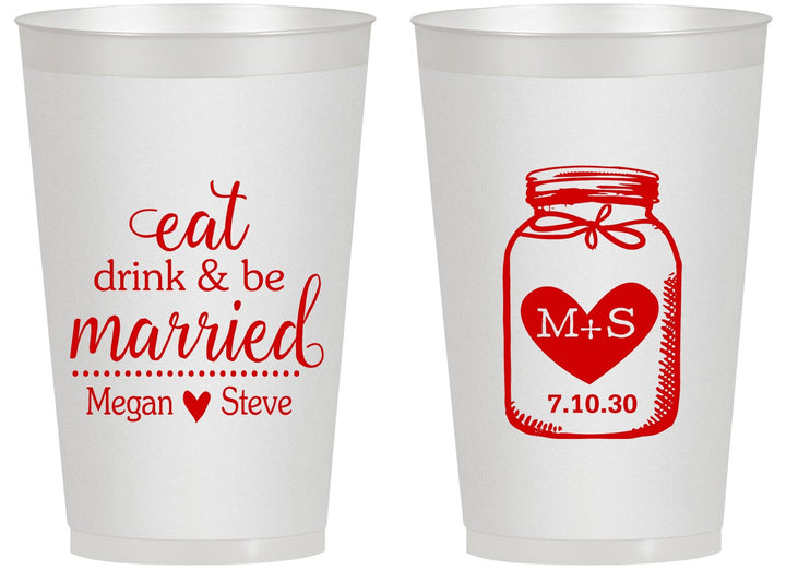 Personalized Wedding 14 oz Frosted Cups - Mason Jar | 415