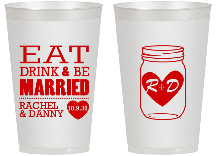 Personalized Wedding 14 oz Frosted Cups - Eat Drink Be Married | 417