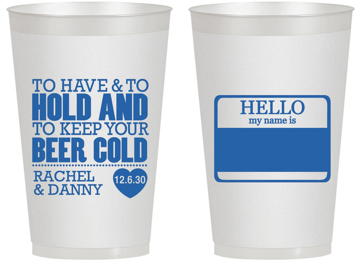 Personalized Wedding 14 oz Frosted Cups - Hello My Name Is | 418